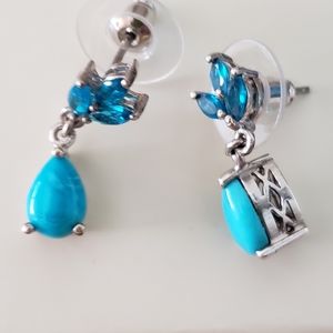 1", Neon Blue Apatite & Sleeping Beauty   Turquoise, 925 Silver,Dangle Earrings